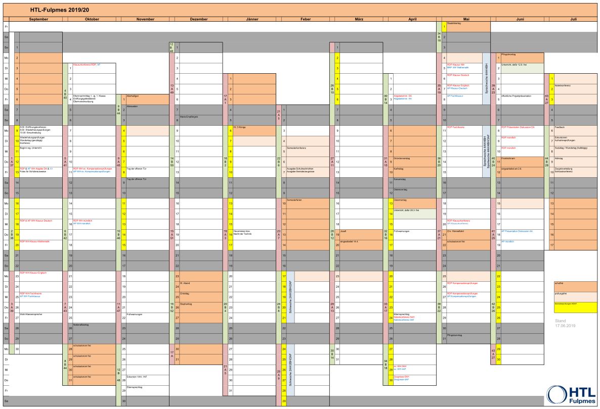 Jahreskalender Schuljahr 2019/20